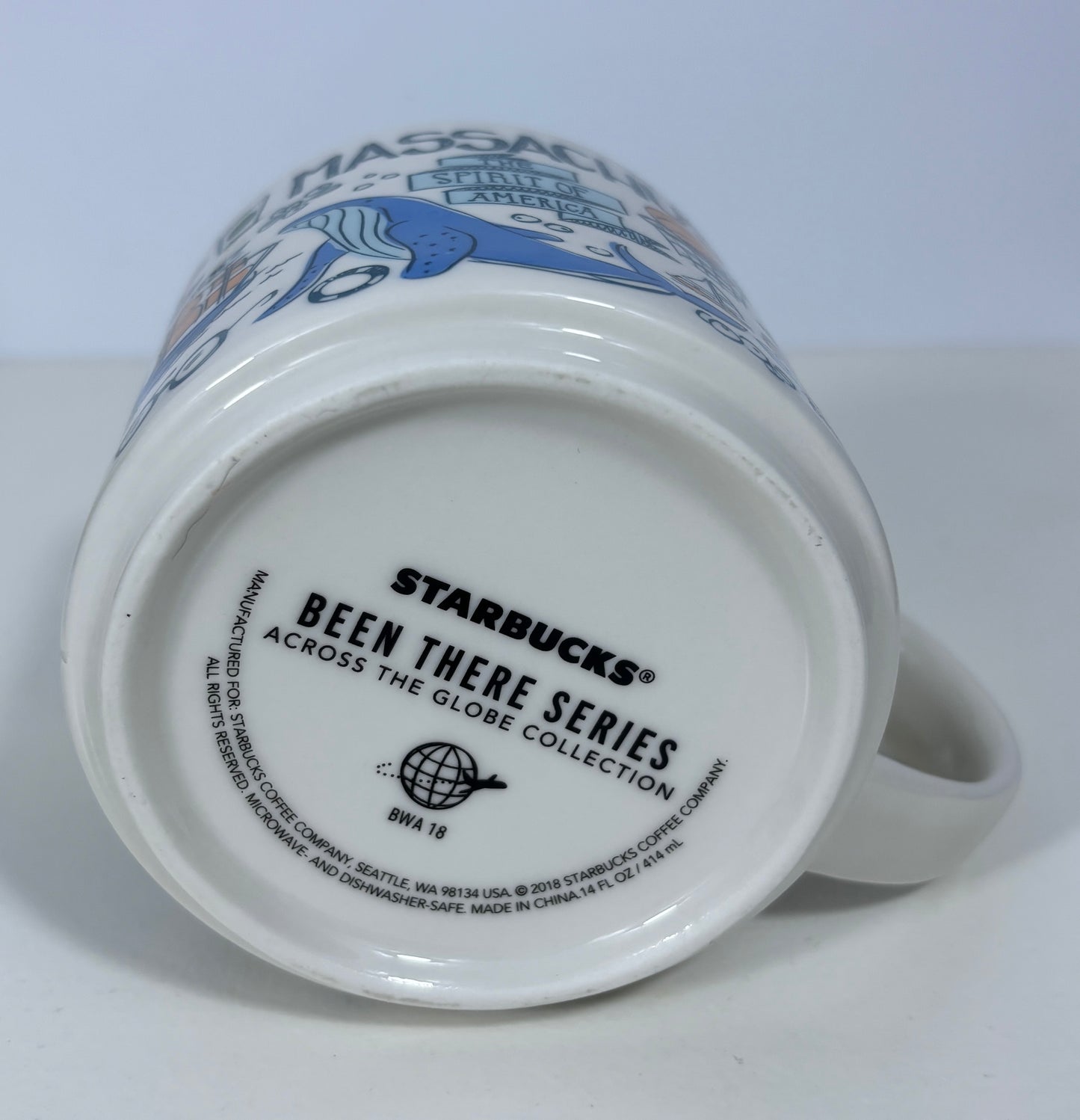 Starbucks 'Been There' series mug with branding and product details on a white background