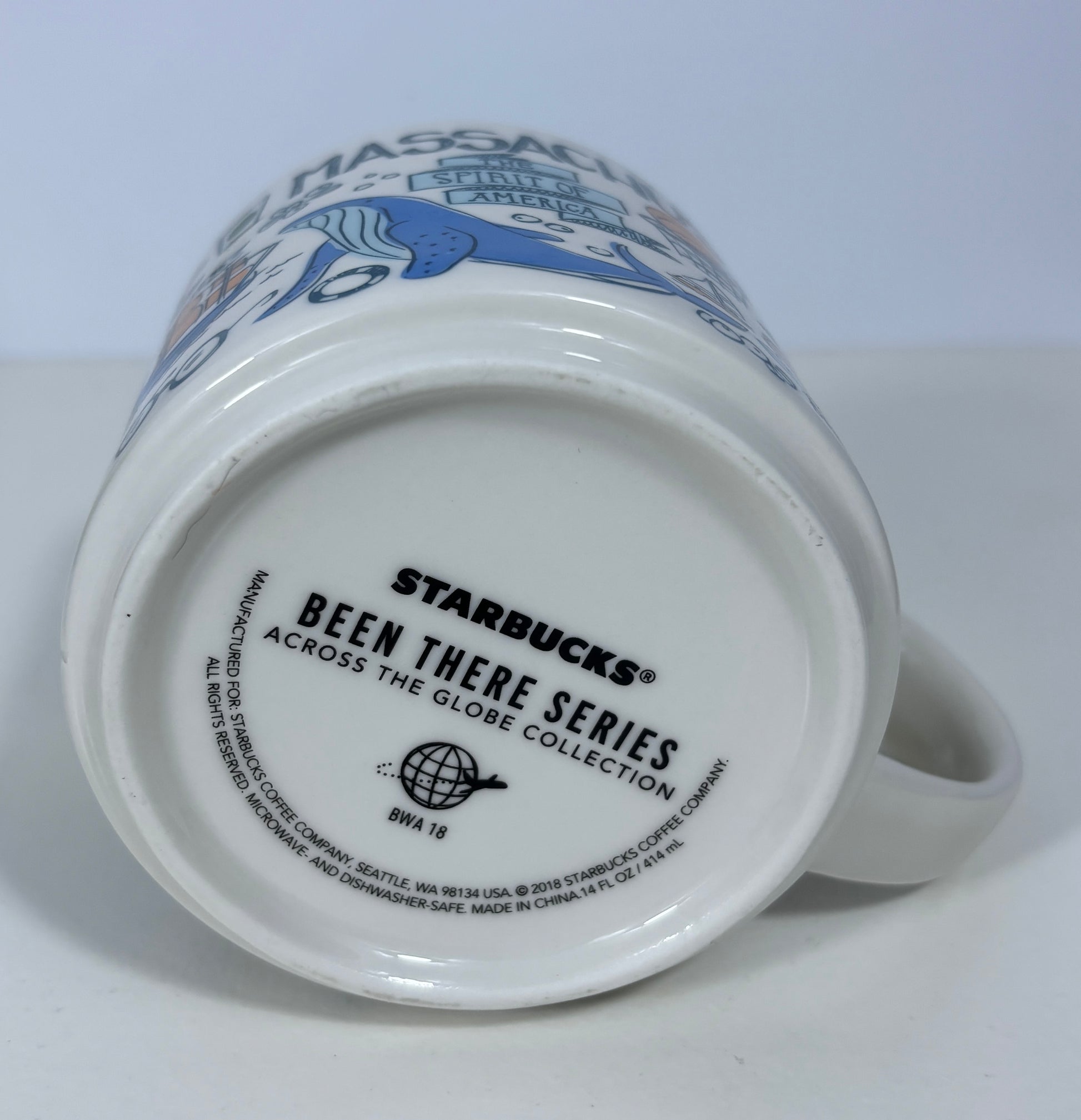 Starbucks 'Been There' series mug with branding and product details on a white background
