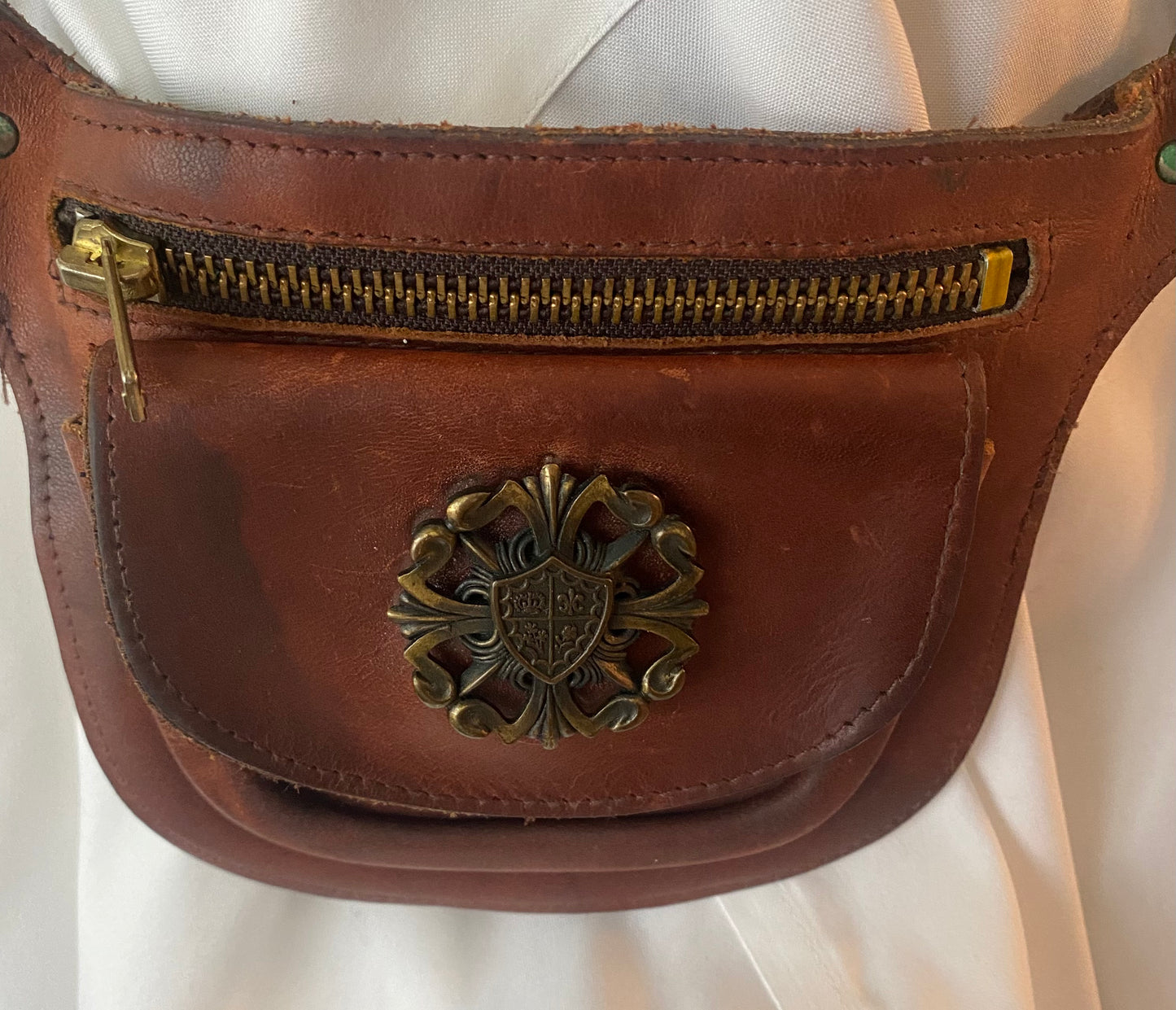 Custom Vintage Brown Leather Hip Purse