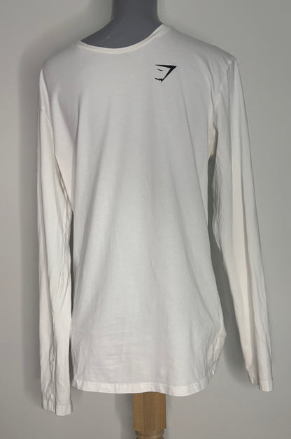 White Cotton Gymshark Long Sleeve Shirt Adult Medium