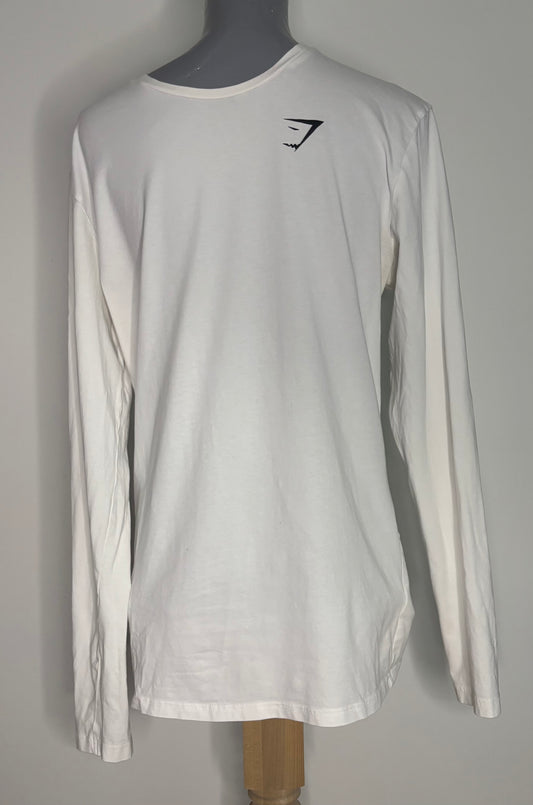 White Cotton Gymshark Long Sleeve Shirt Adult Medium