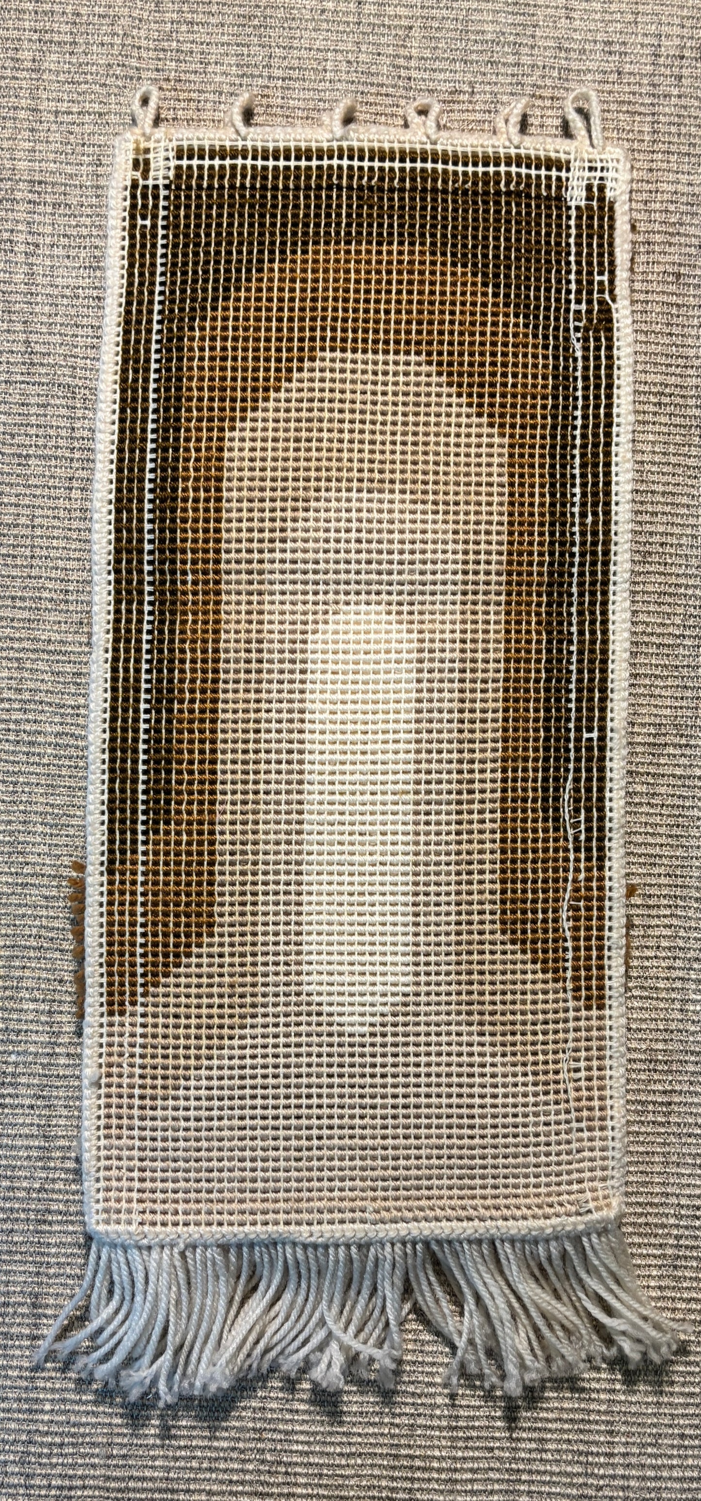 Mid Century Abstract Geometric Latch Hook Tapestry