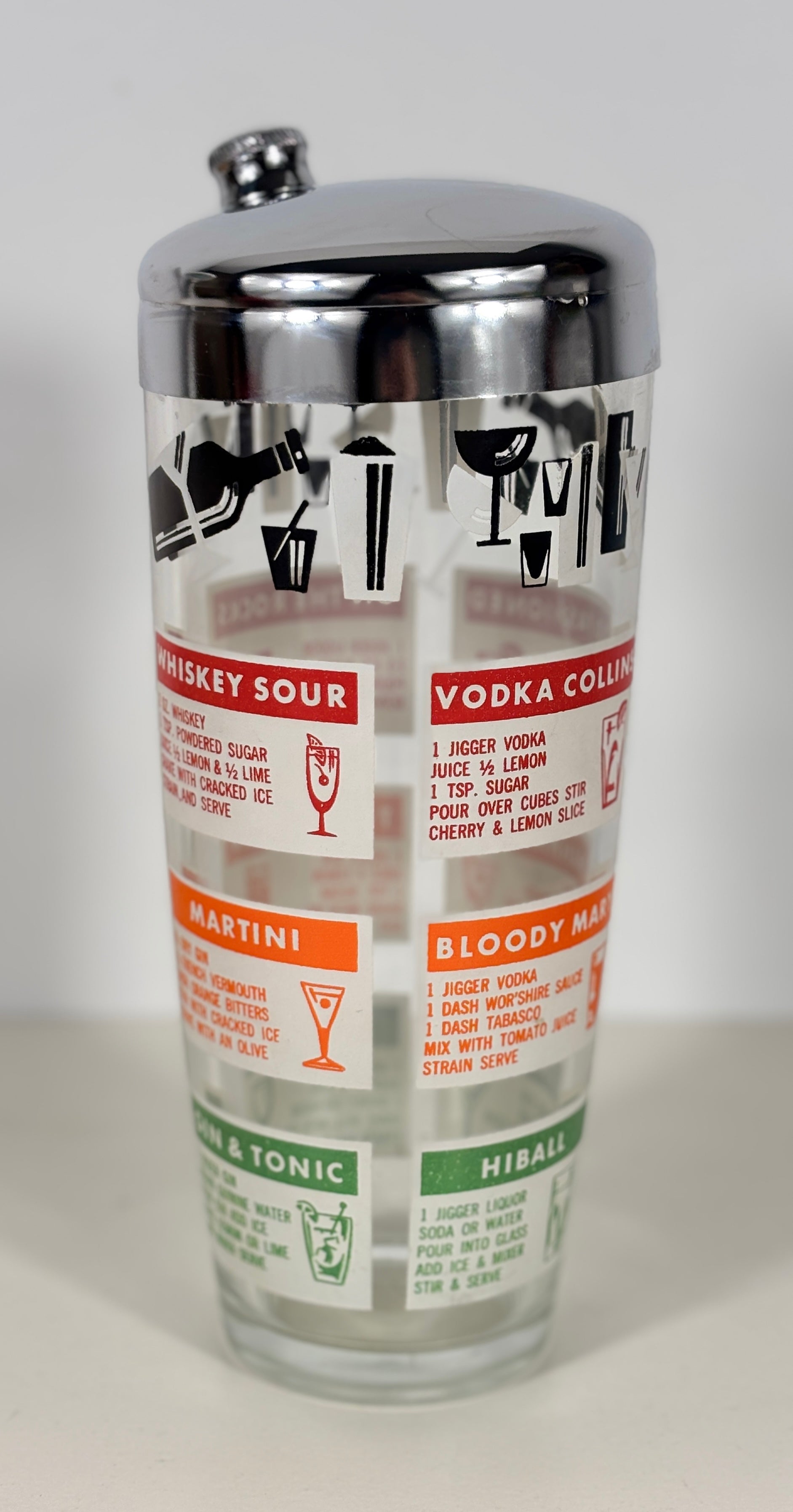 Vintage Cocktail Shaker with Drink Recipes