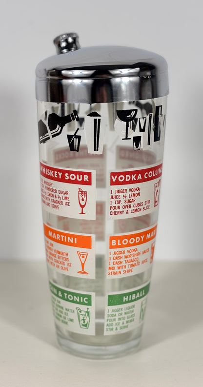 Vintage Cocktail Shaker with Drink Recipes
