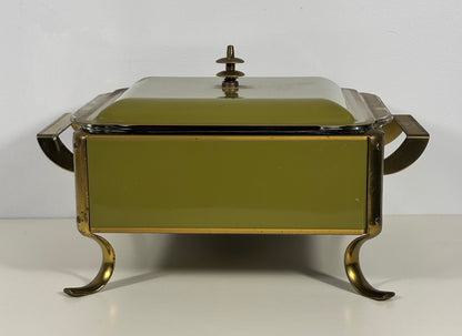 Anchor Hocking Fire King Vintage Green Chafing Dish and Cake Dish