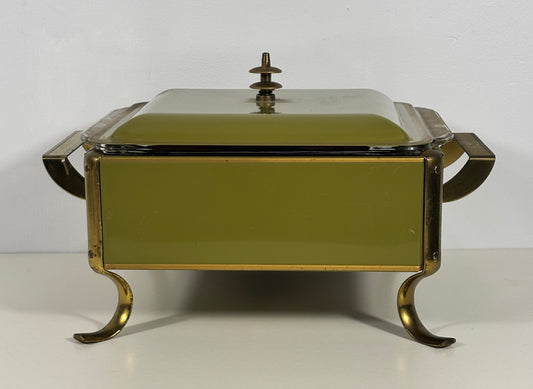 Anchor Hocking Fire King Vintage Green Chafing Dish and Cake Dish