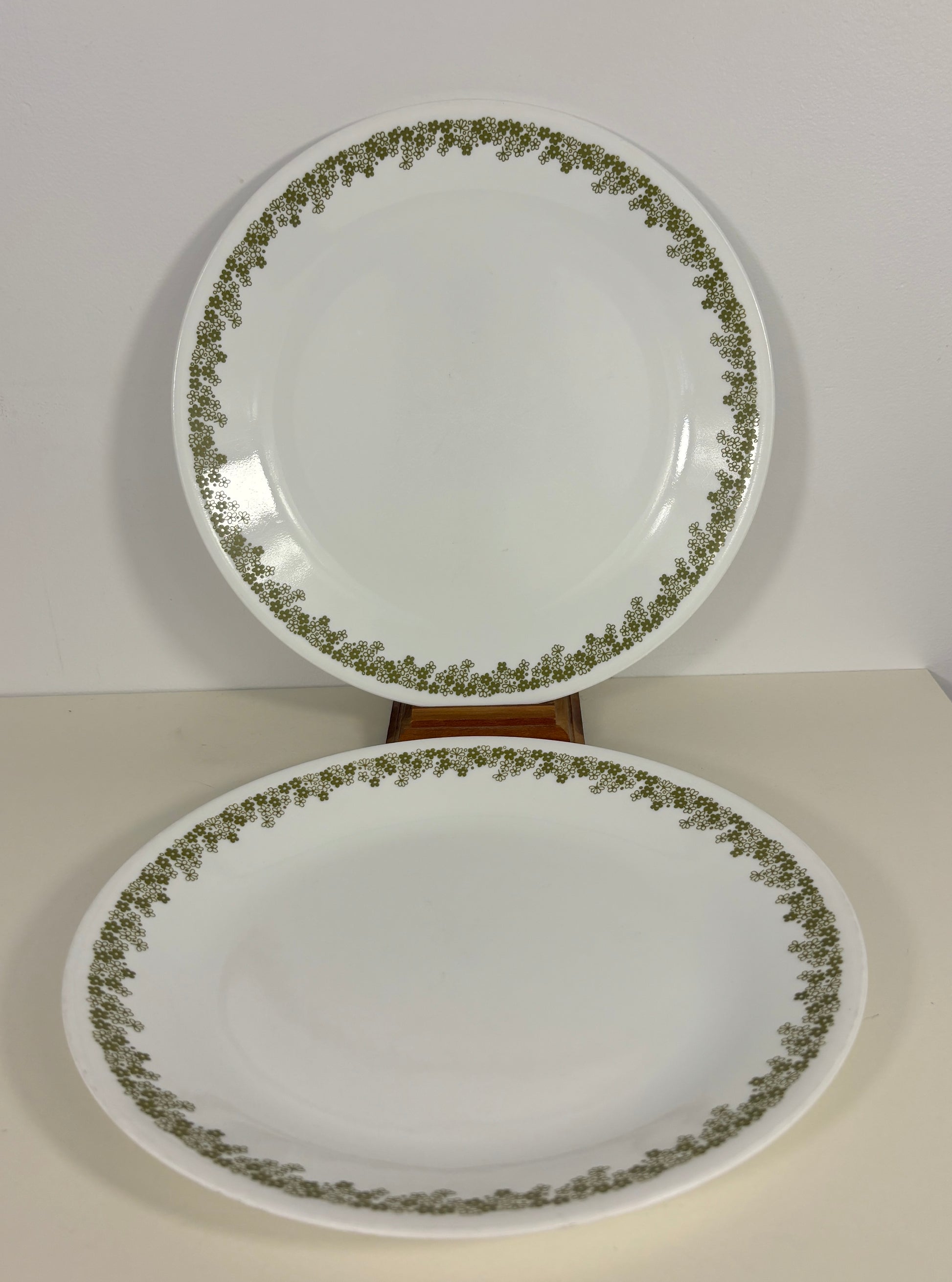 Corelle Green Crazy Daisy Spring Blossom Dinner Plates Pair