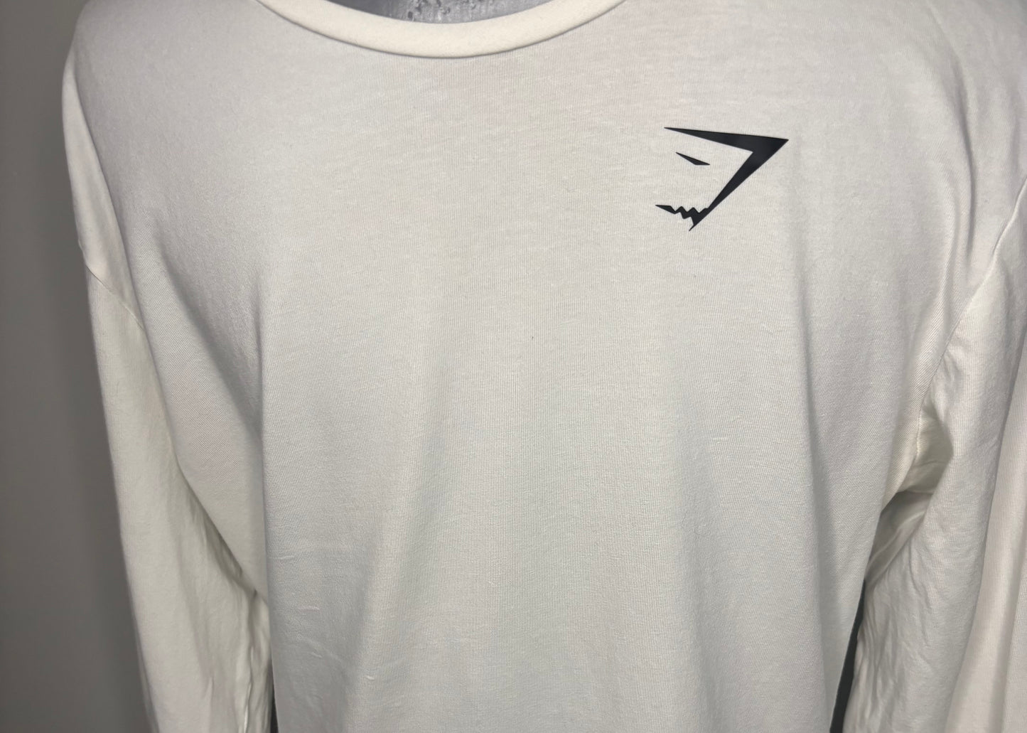 White Cotton Gymshark Long Sleeve Shirt Adult Medium