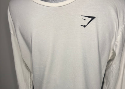 White Cotton Gymshark Long Sleeve Shirt Adult Medium