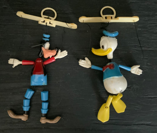 Vintage Donald Duck and Goofy Miniature Marionettes