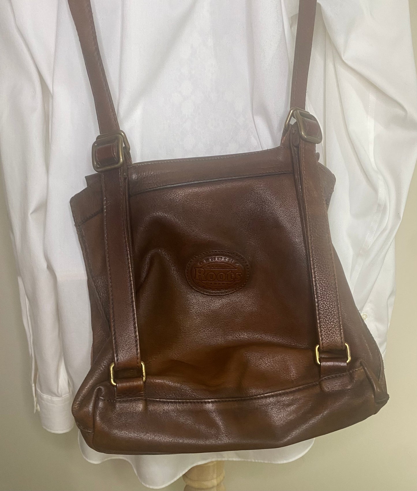 Roots Brown Leather Backpack