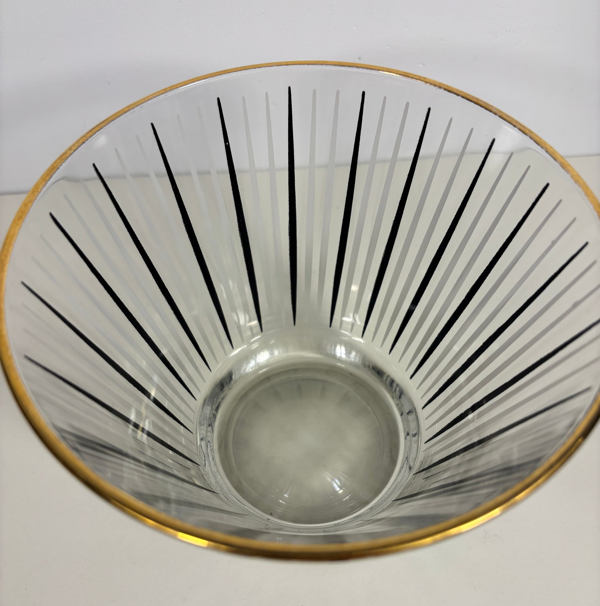 Hazel Atlas Atomic Age Gold Rim Striped Ice Bucket