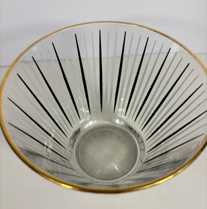 Hazel Atlas Atomic Age Gold Rim Striped Ice Bucket