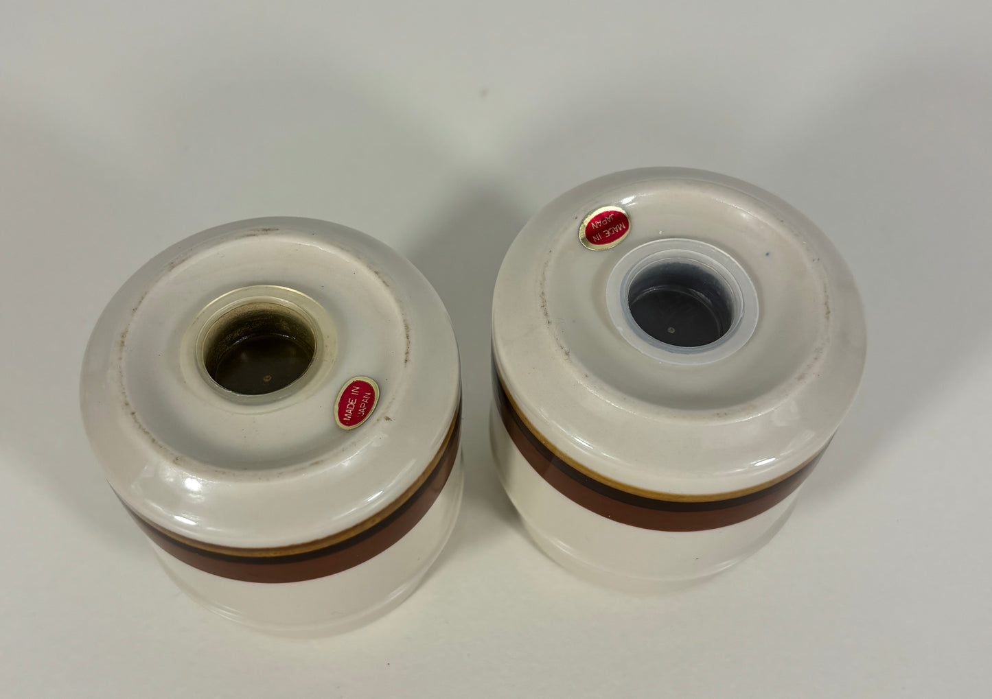 Made in Japan Brown Striped Salt and Pepper Shakers