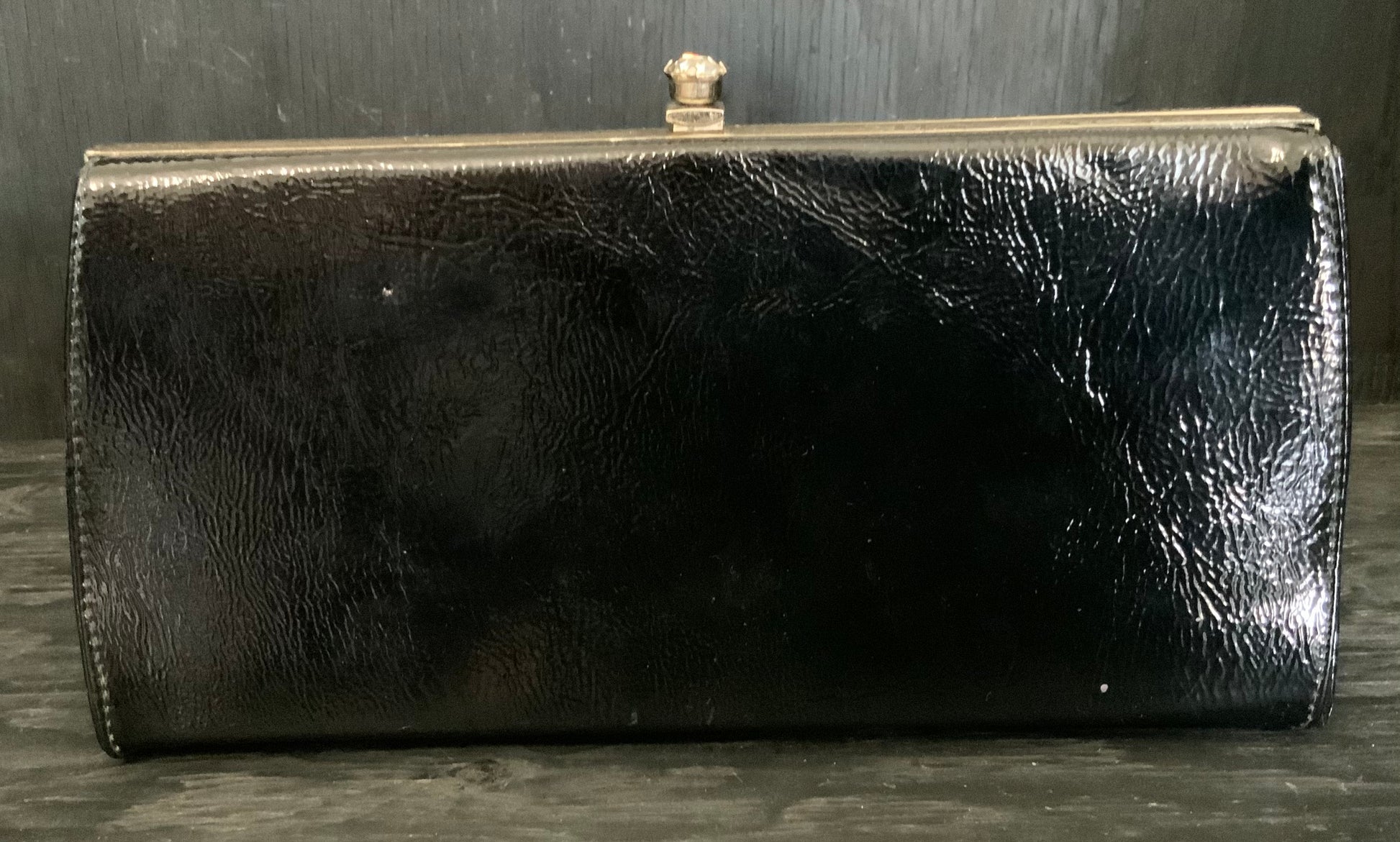 John Hort Black Patent Leather Clutch Purse