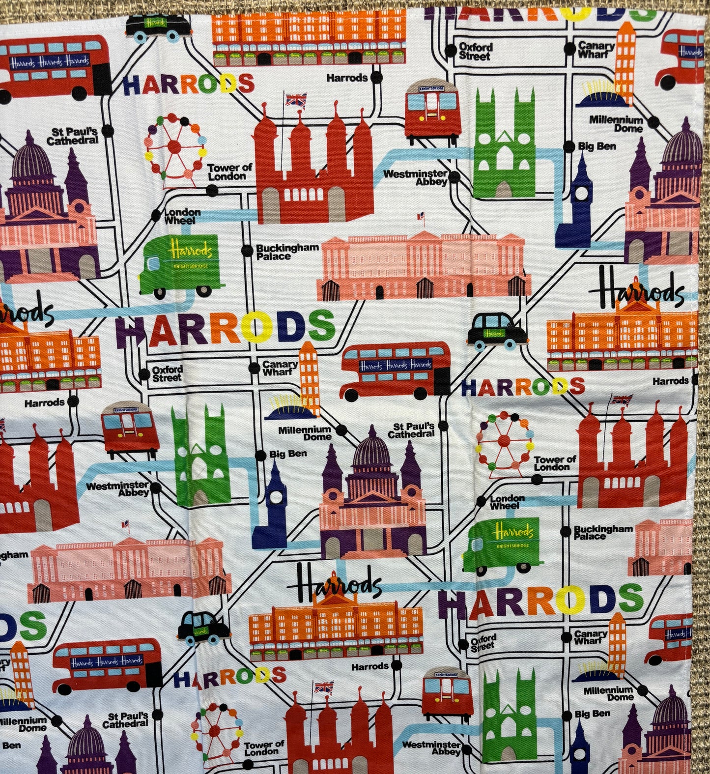 Harrods Map of London Tea Towel