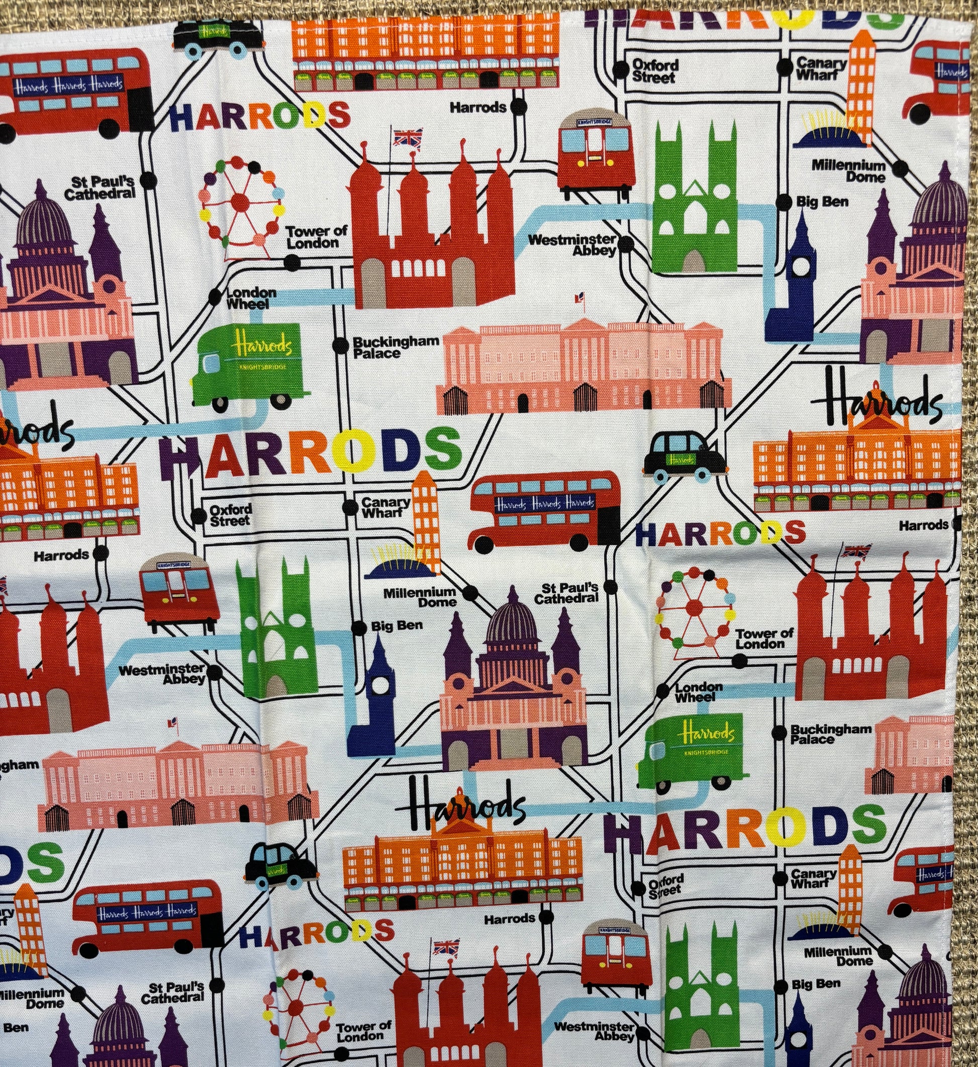 Harrods Map of London Tea Towel