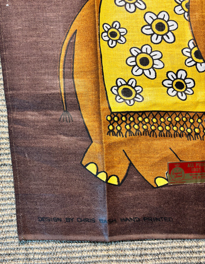 1970s Chris Bash Elephant Linen Tea Towel