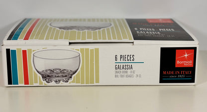 Box of Bormioli Rocco Galassia glasses with a glass illustration on a white background