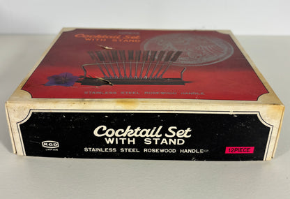 Mid Century Rosewood Cocktail Fork Set