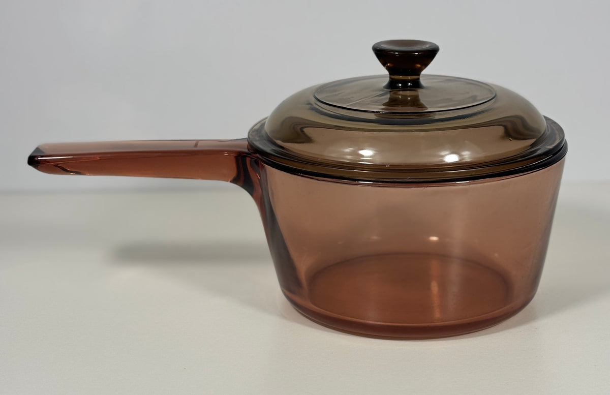 Corning France Visions 1.5 Litre Amber Covered Saucepan