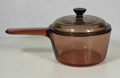 Corning France Visions 1.5 Litre Amber Covered Saucepan