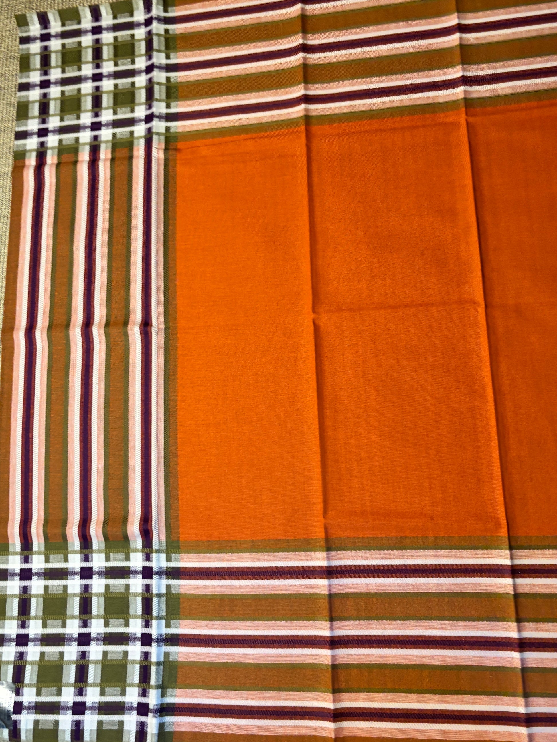 Finlayson Finland Checkered Striped Orange Retro Tablecloth