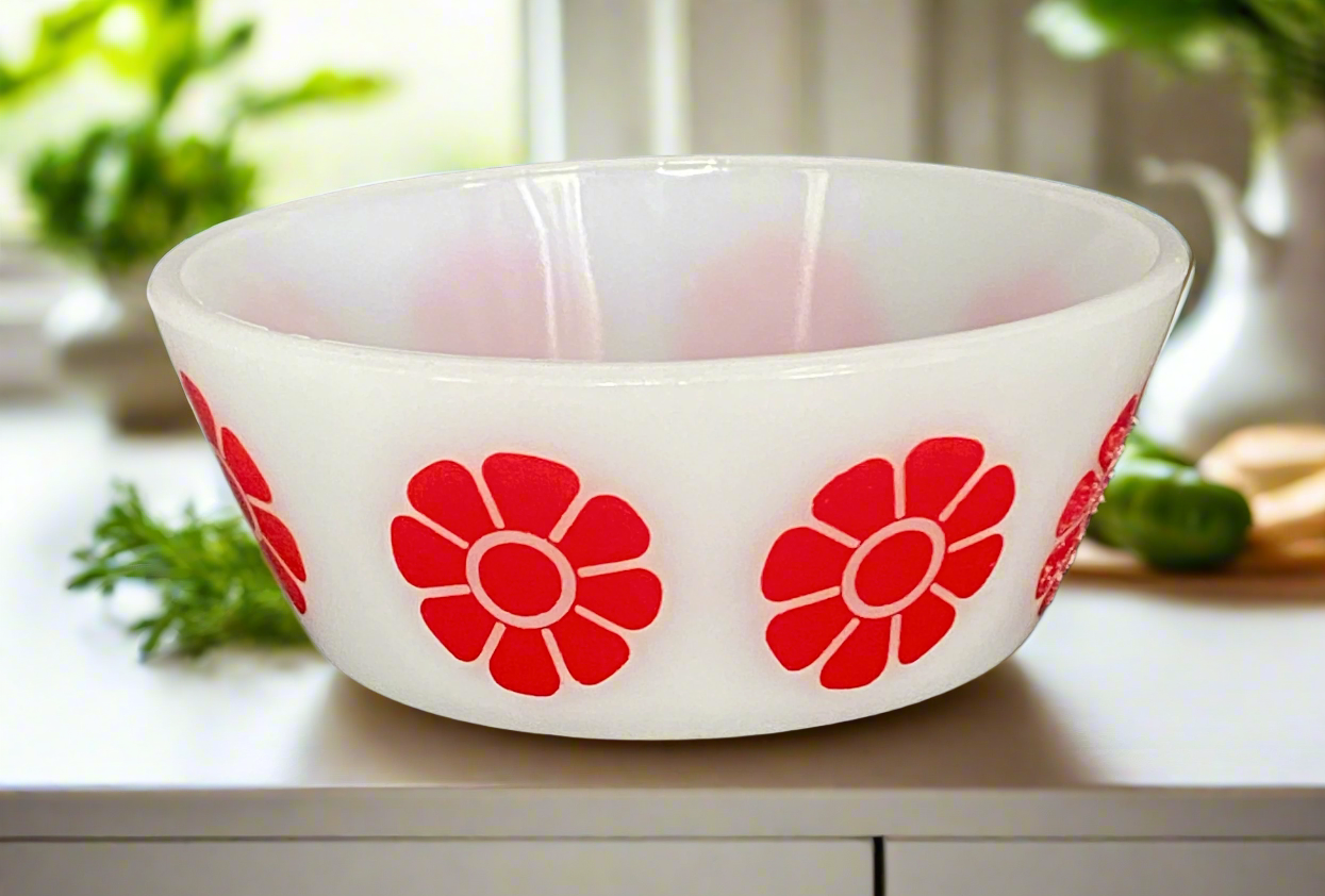 Federal Glass Red Daisy Bowl