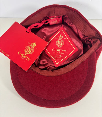 Christys London Red Wool Flat Cap