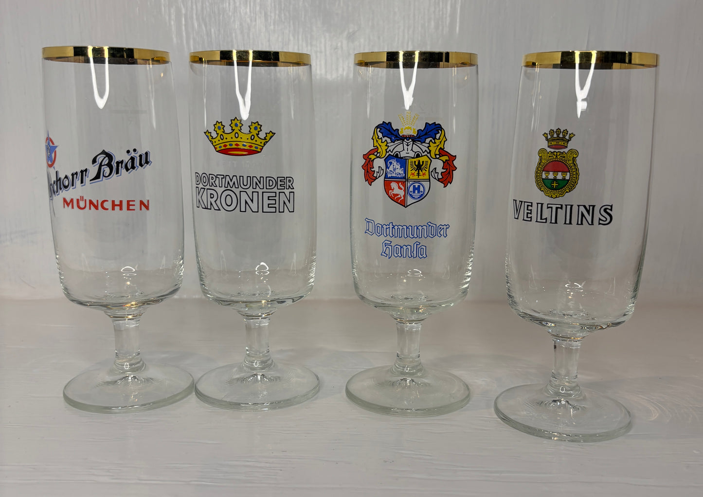Set of Vintage German Beer Stemmed Glasses