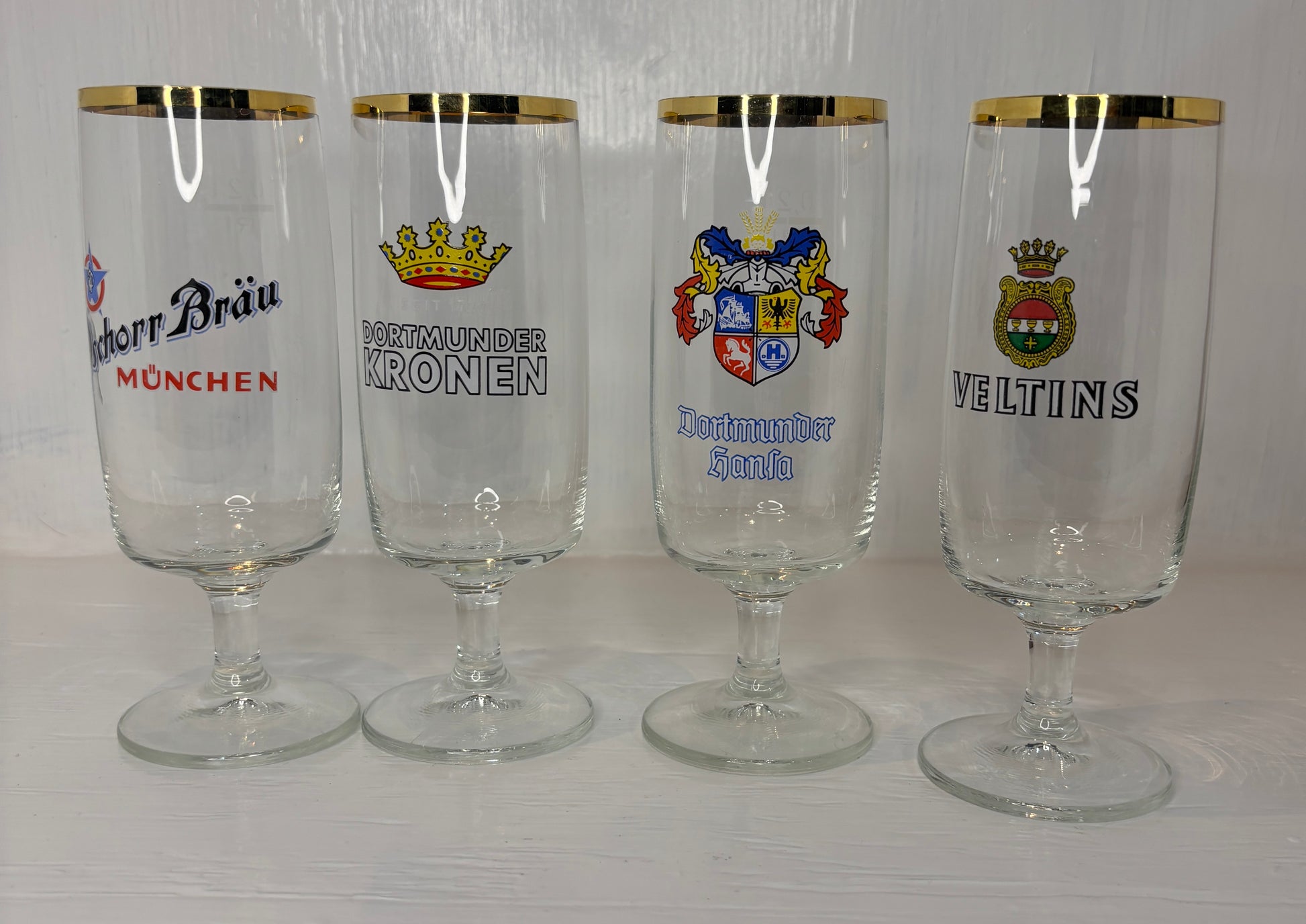Set of Vintage German Beer Stemmed Glasses