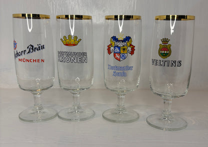 Set of Vintage German Beer Stemmed Glasses