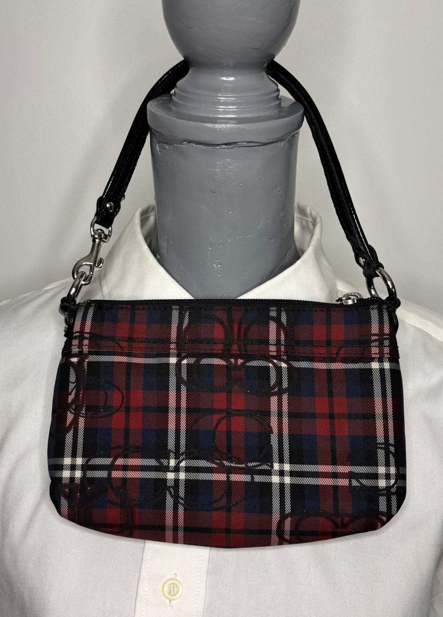 Coach Poppy Tartan Plaid Wristlet