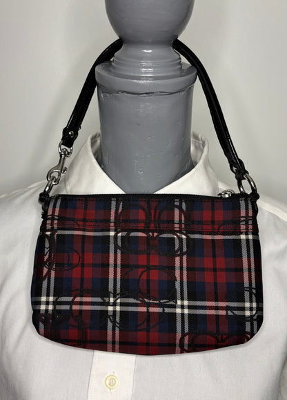 Coach Poppy Tartan Plaid Wristlet