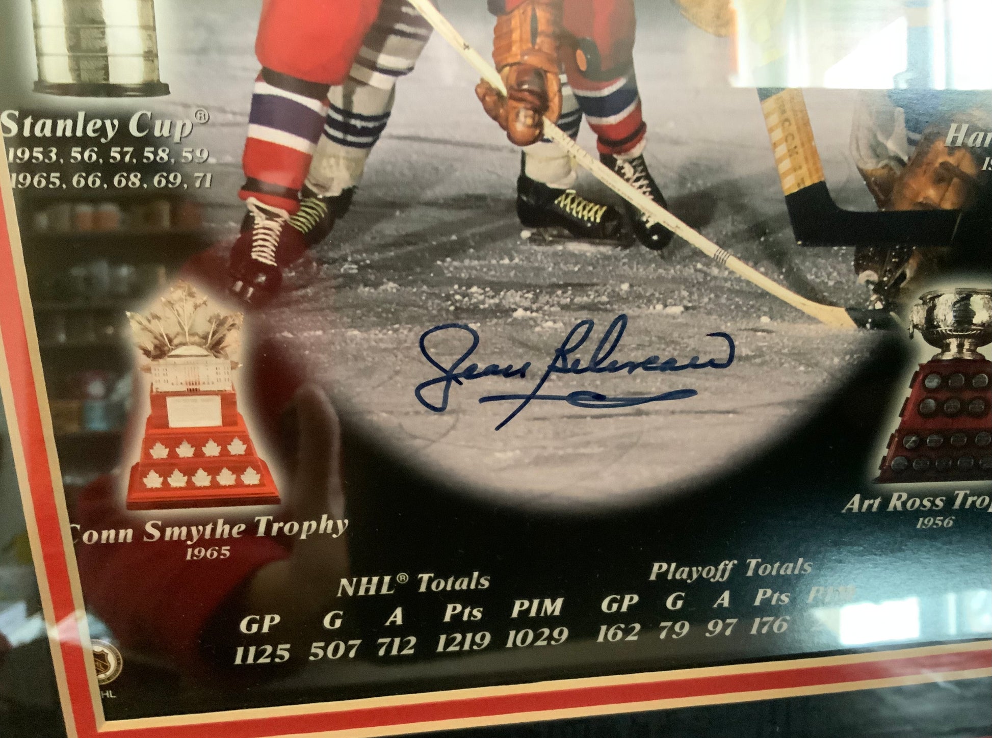 Signed Jean Beliveau Montreal Canadiens Photo