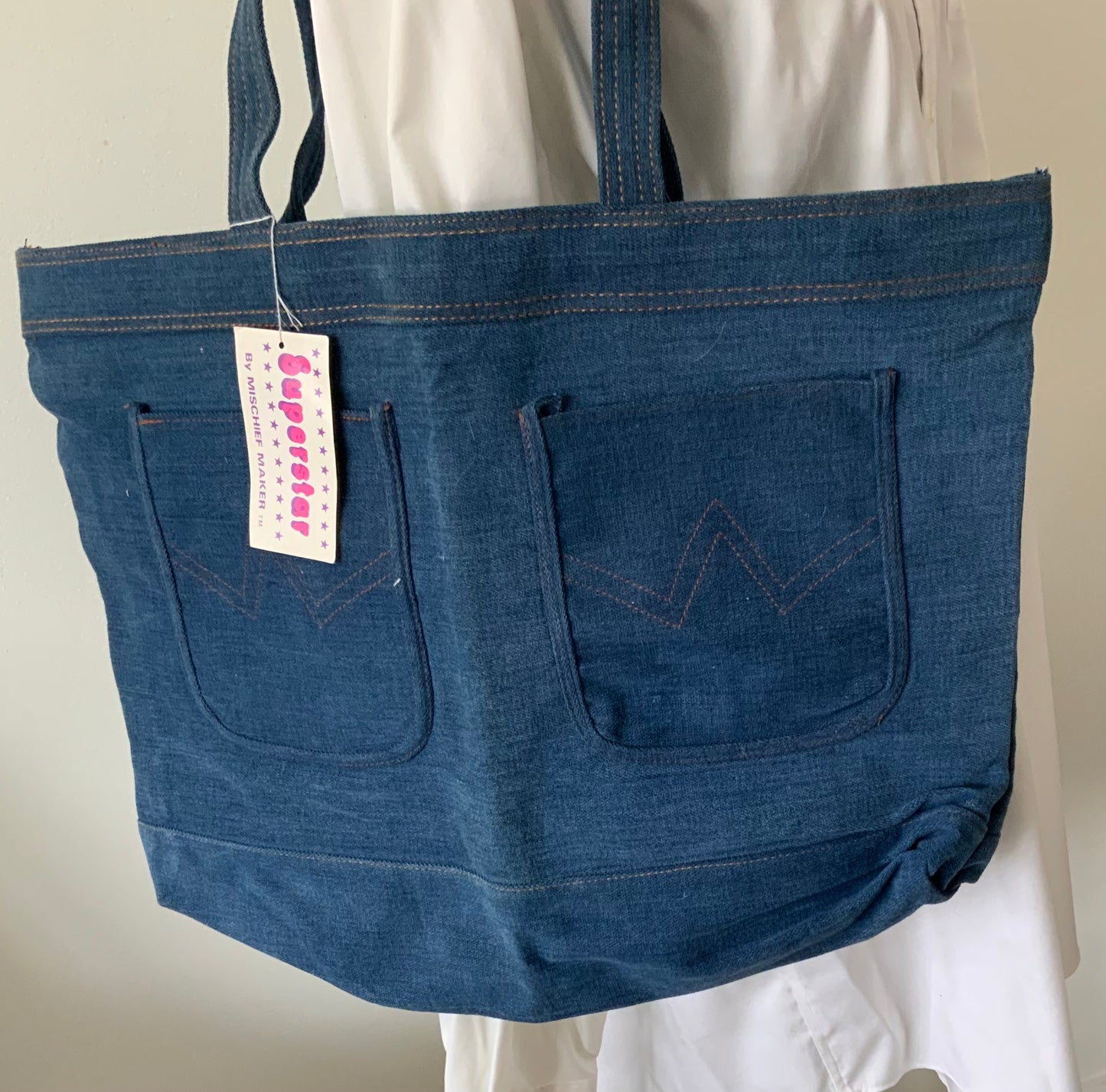 Mischief Maker Superstar Vintage Denim Jeans Tote Bag