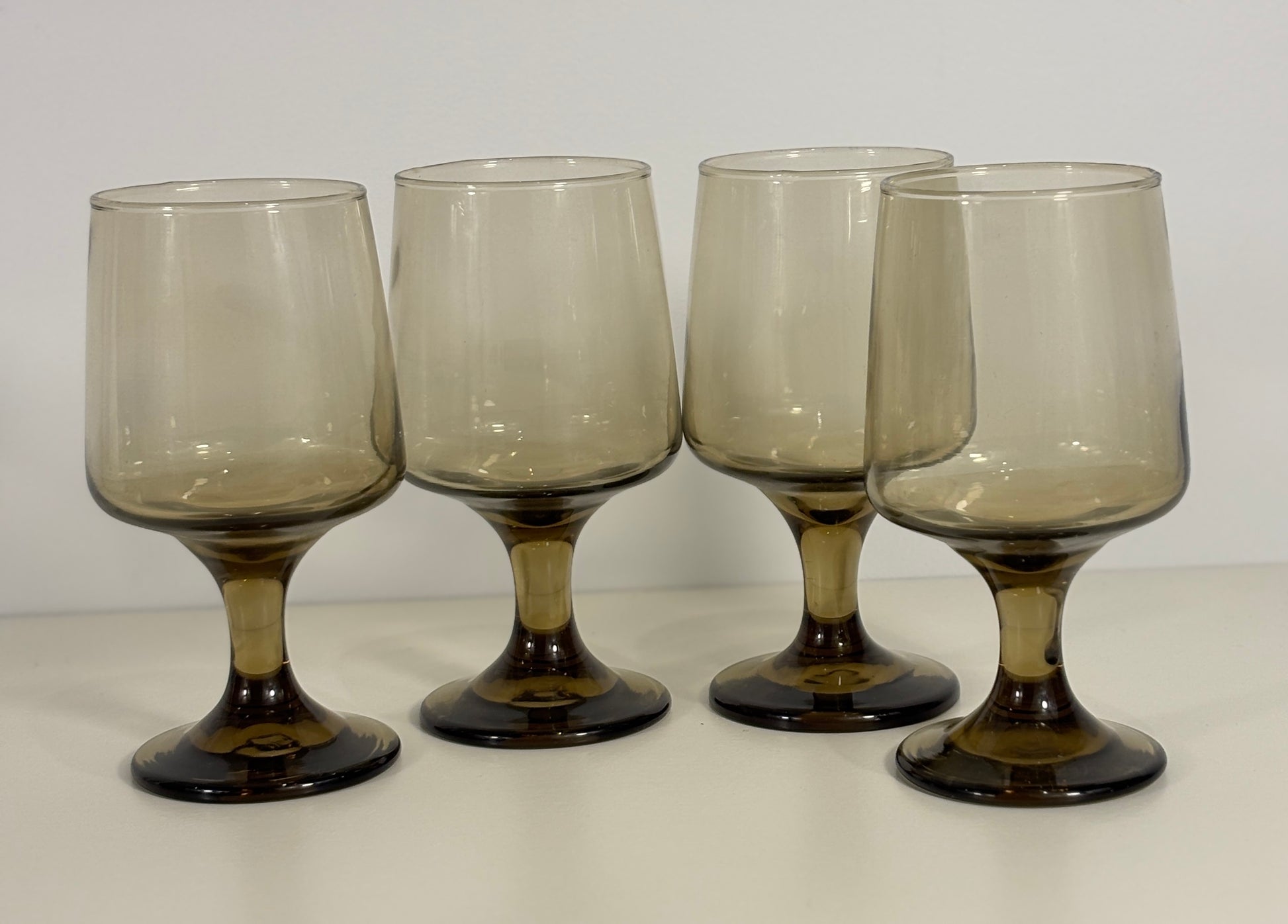 Set of 4 Libbey Tawny Accent Pedestal Glasses
