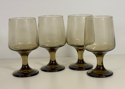 Set of 4 Libbey Tawny Accent Pedestal Glasses