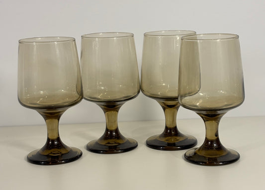 Set of 4 Libbey Tawny Accent Pedestal Glasses