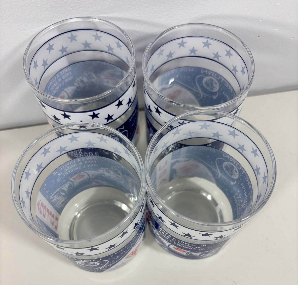 1970 Libbey NASA Apollo 13 Safe Return Glass Set
