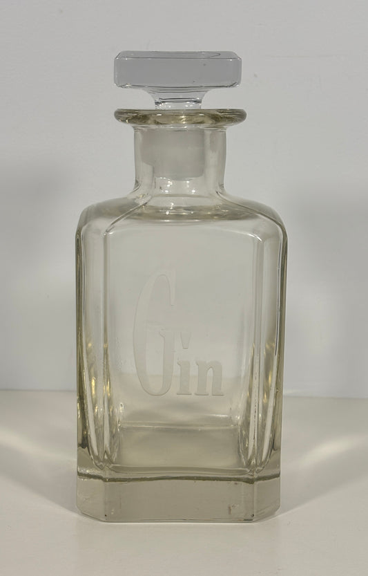 Square Etched Crystal Gin Decanter