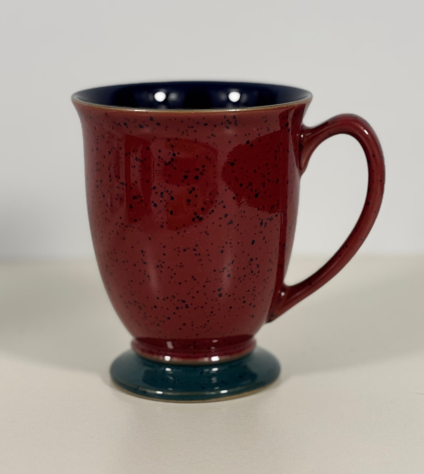 Denby Harlequin Red Footed Pedestal Mugs stoneware