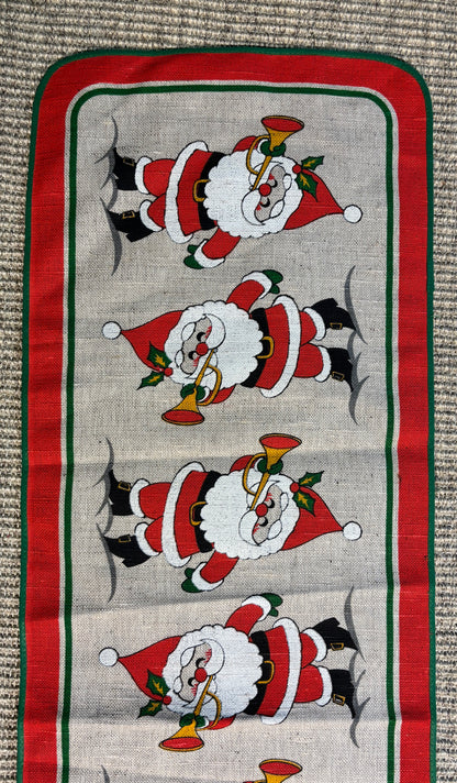 Scandinavian Burlap Christmas Santa Table Runner by Hildegard Olmås