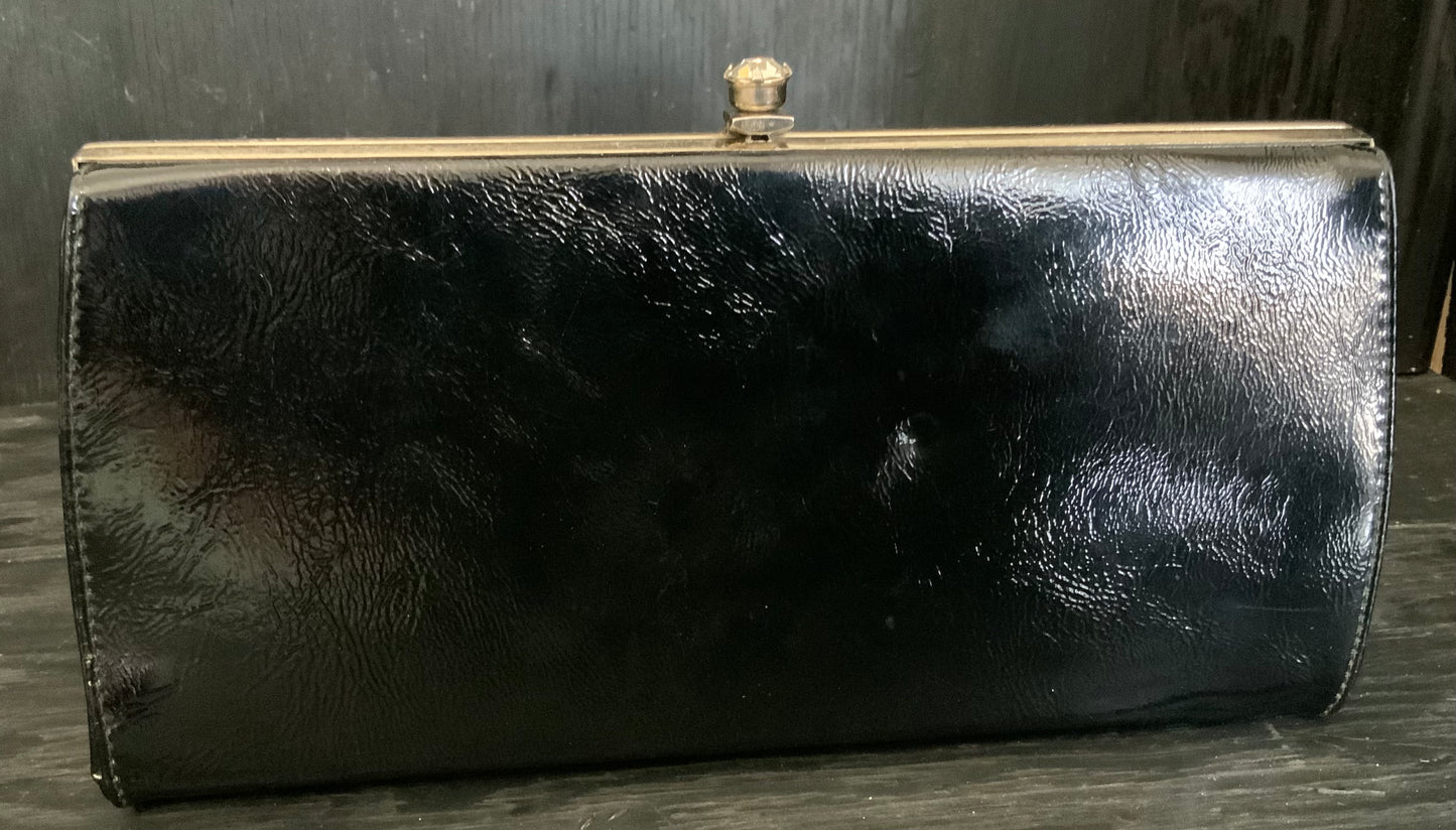 John Hort Black Patent Leather Clutch Purse