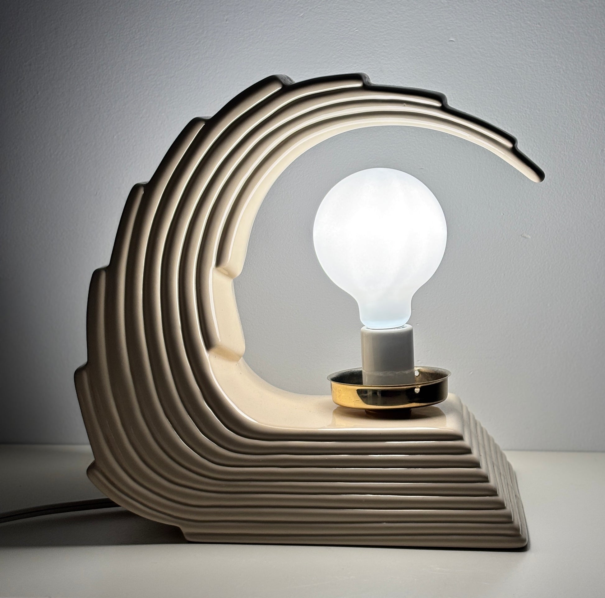 1980s Art Deco Revival Wave Lamp