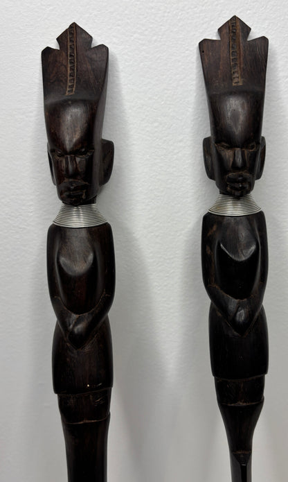 Vintage Hand Carved Wood Maasai African Tribal Fork Knife