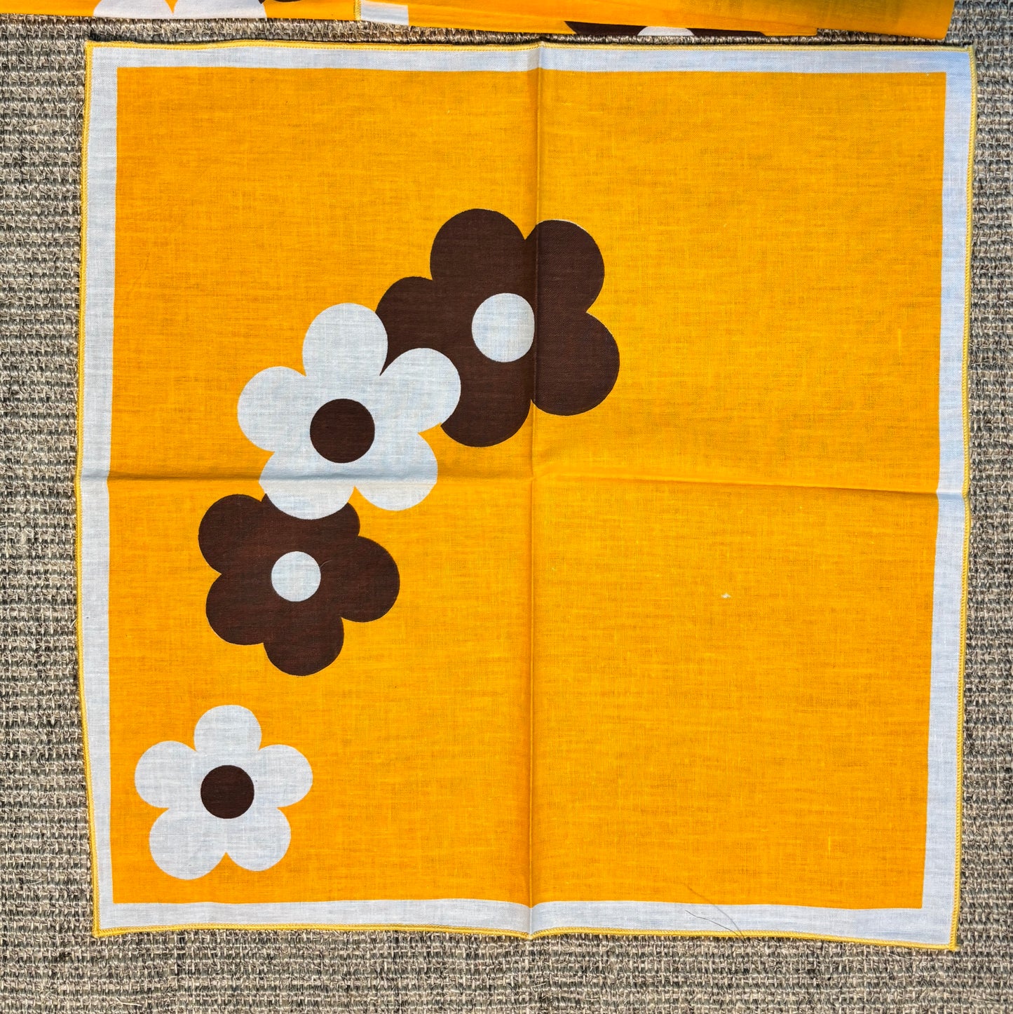 Retro Orange Flower Power Tablecloth and Napkin Set