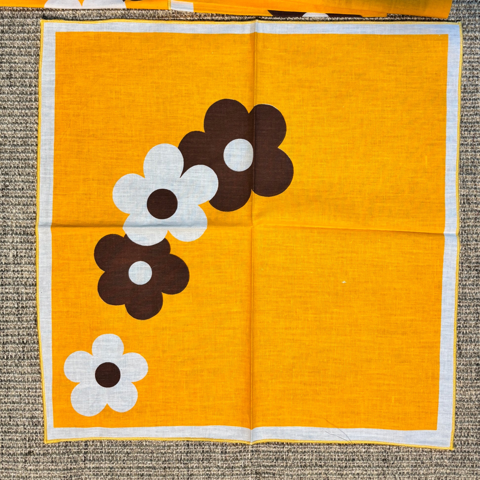 Retro Orange Flower Power Tablecloth and Napkin Set