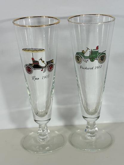 1960s Libbey Vintage Classic Cars Pilsner Glasses Set