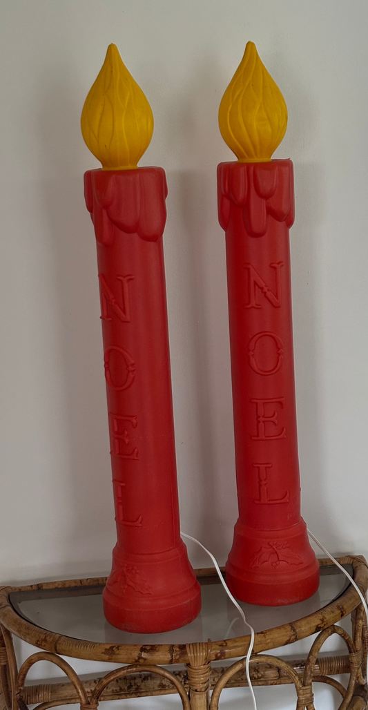 Vintage Christmas Noel Candle Large Light Up Blow Molds